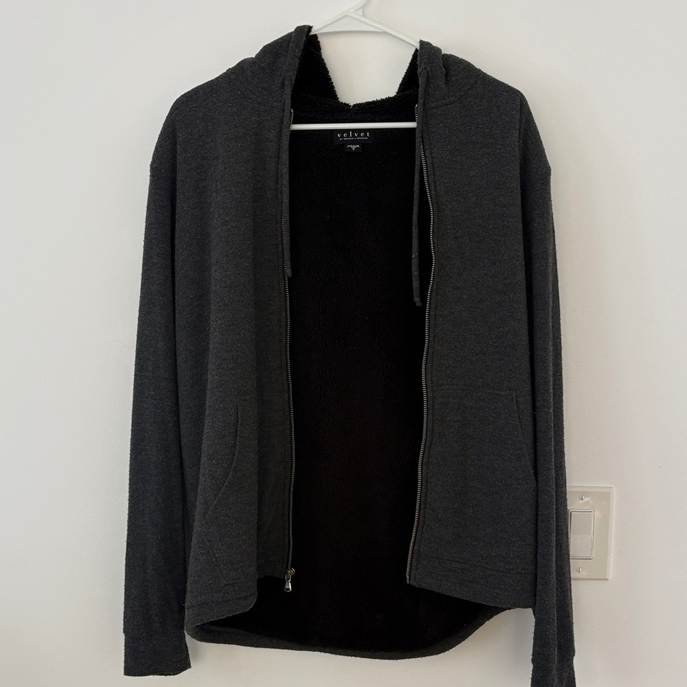 Velvet Men's Charcoal Zip-Up Hoodie.